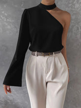 Unity Solid Asymmetrical Neck Cut Out Blouse